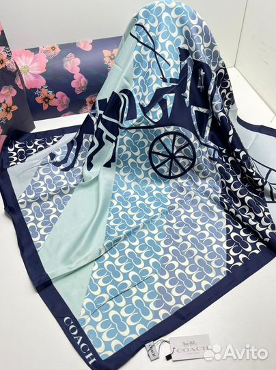 Шелковый платок шаль Coach разные оттенки