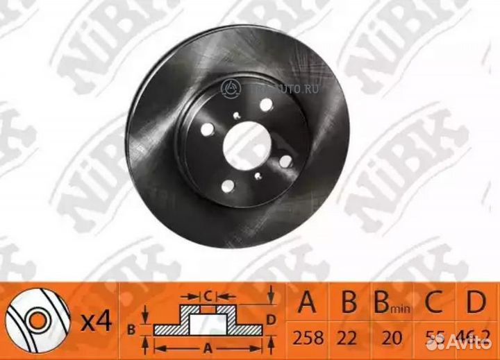 Nibk RN1436 Диск тормозной toyota yaris 2005 RN143