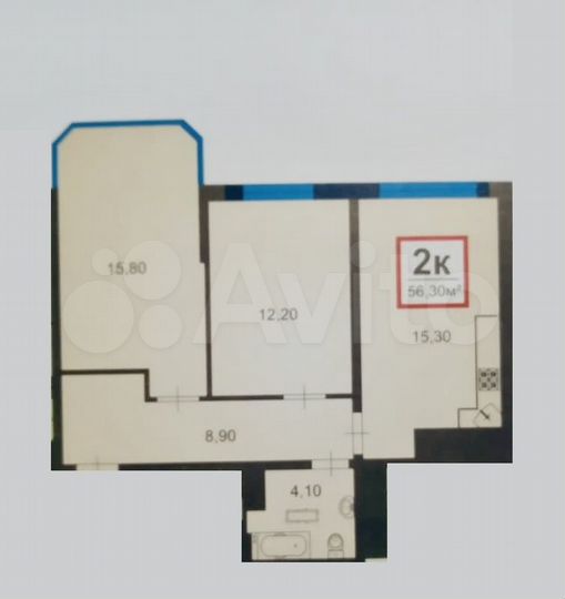2-к. квартира, 57 м², 4/15 эт.