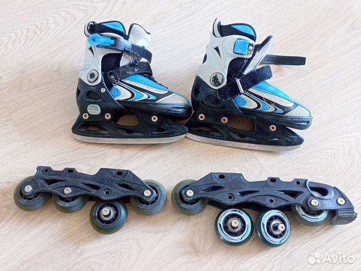 Ролики+ коньки 2 в 1 детские раздвижные