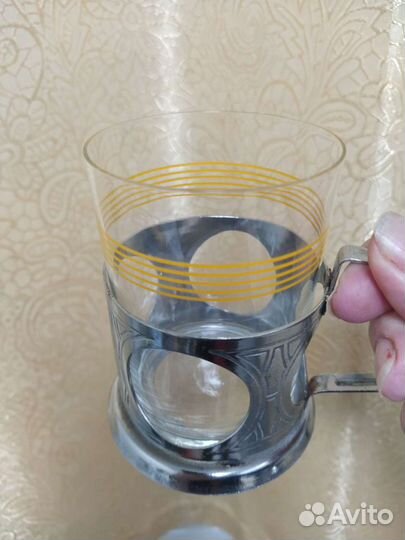 Подстаканник со стаканом. Винтаж. СССР