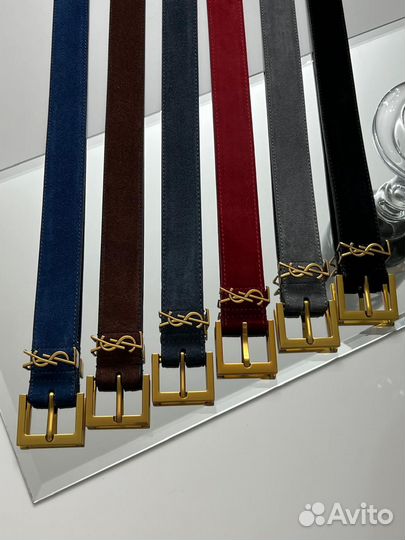Ремень ysl замша 3 cm красный