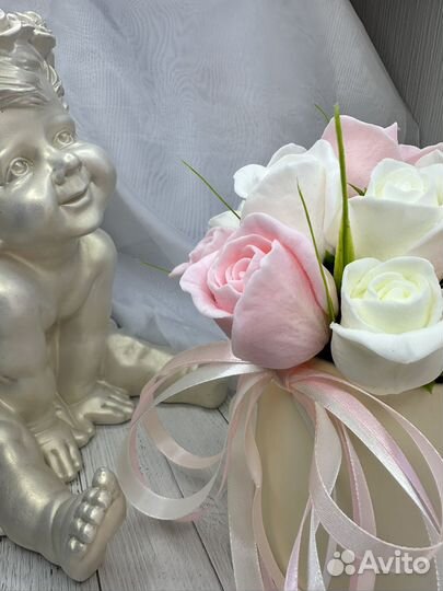 Букет из мыла, подарок девушке, букет роз