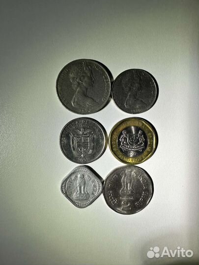 Монеты Аргентина, Уругвай,Сейшелы,Новая Зеландия
