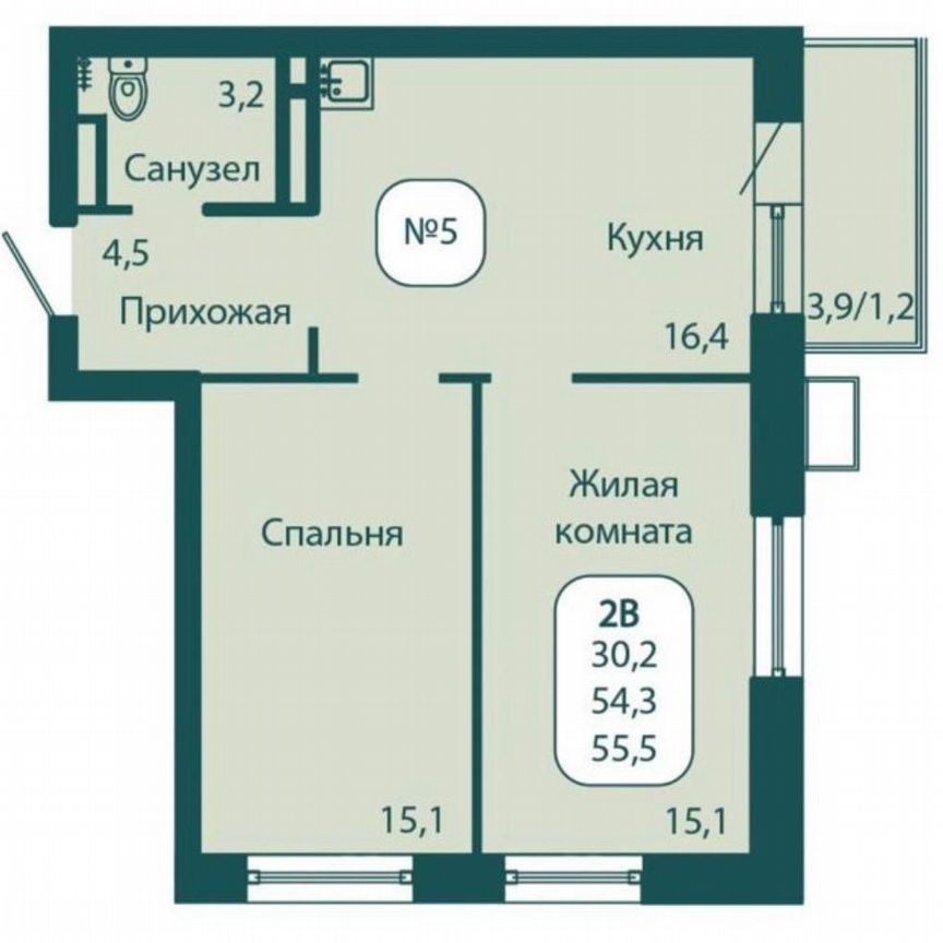 2-к. квартира, 55,5 м², 4/17 эт.