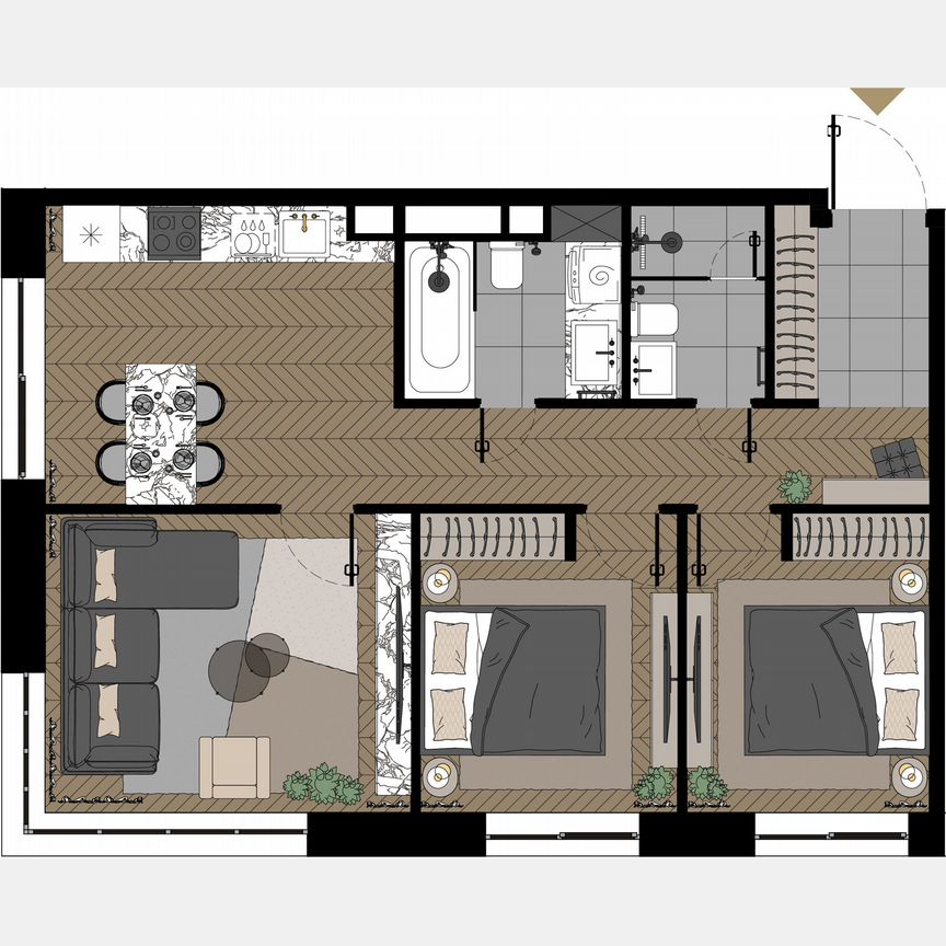 3-к. апартаменты, 67,3 м², 22/23 эт.