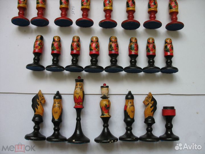 Шахматы резные народный промысел Хохлома
