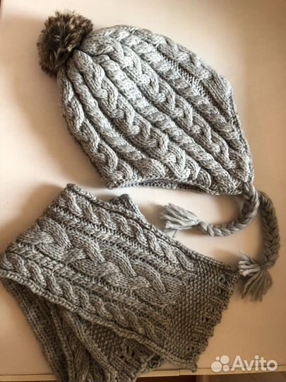 Шапка детская и шарф на 6-8 лет