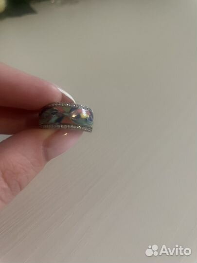 Серебряное кольцо женское с эмалью и фианитами