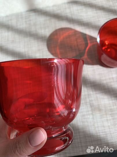 Рубиновое стекло СССР чашка вазочка