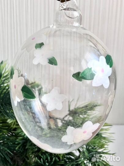 Елочные игрушки Яйцо земляничный цветочек