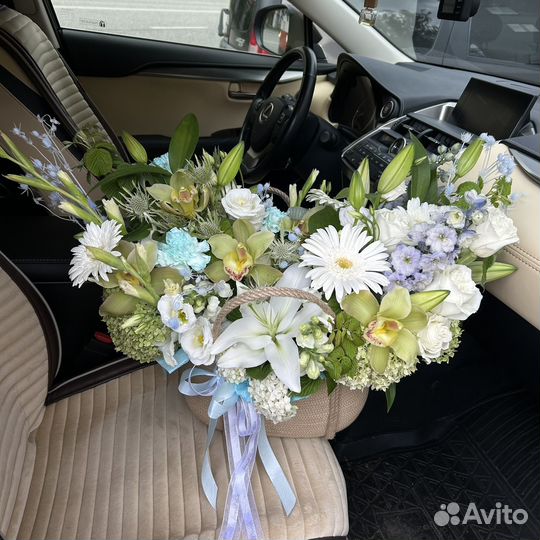 Цветы. Стильные Букеты в джутовой сумке