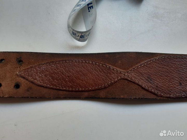 Мужской кожаный ремень коричневый офицерский