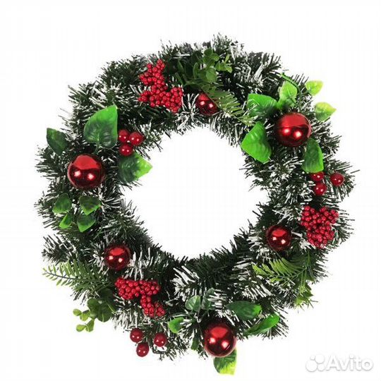 Венок рождественский 40см красный