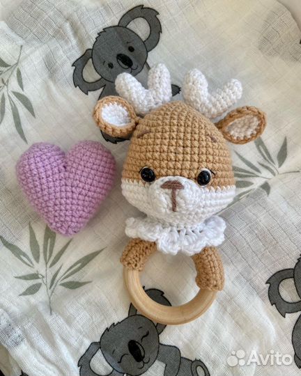 Вязаны игрушки ручной работы зайка и олененок