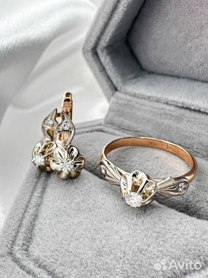 Золотое кольцо с бриллиантами 583 / 3.14 гр