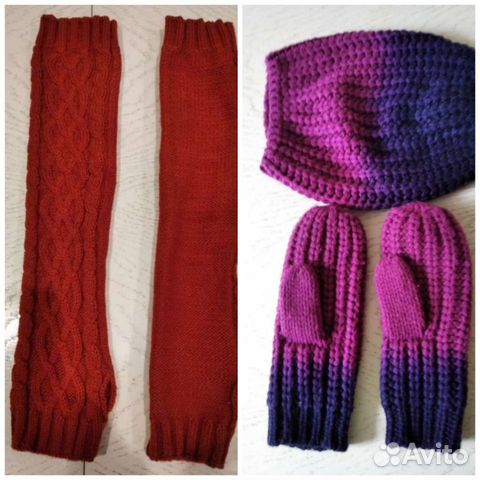 Митенки, комплект шапочка и рукавицы