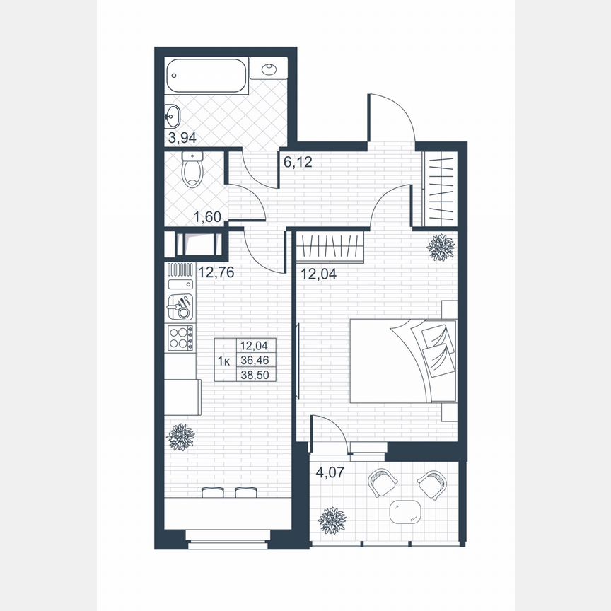 1-к. квартира, 36,2 м², 6/9 эт.