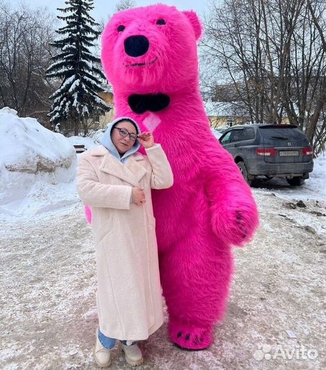 Ростовая кукла Розовый мишка Аэрокостюм