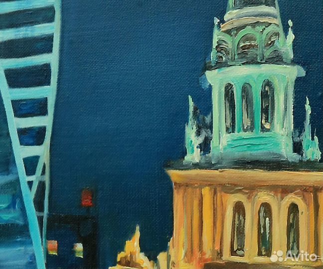Картина маслом «Ночная Москва»