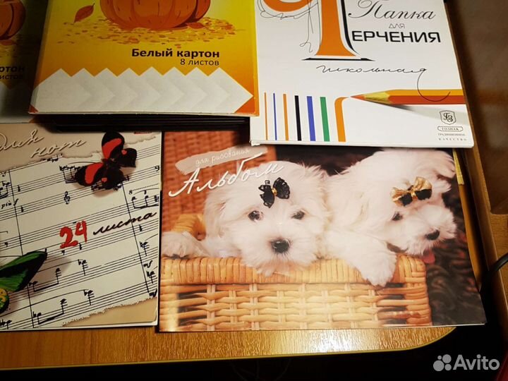 Белый картон.Папка д/черчения.Нотная тет-дь.Альбом