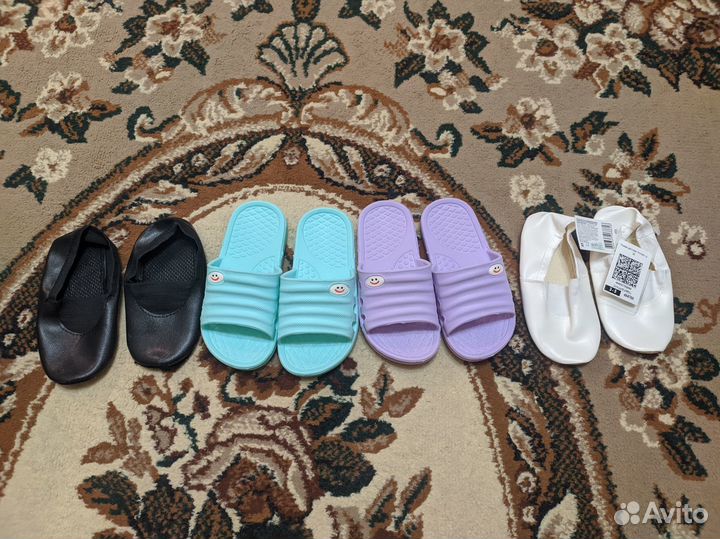 Новые туфли, чешки, сланцы 7 пар на девочку 26-28