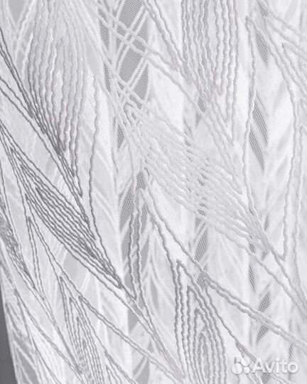 Тюль Дентель колосья холодный белый