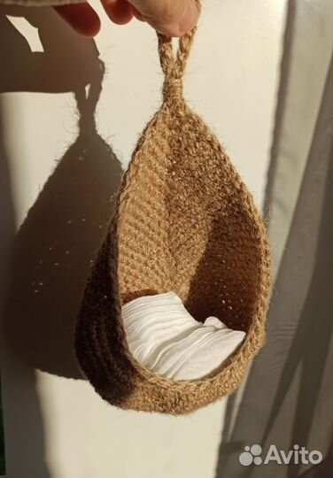 Корзинка вязаная подвесная из джута