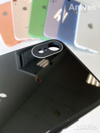 Чехол на iPhone XR (Стеклянный) Чёрный