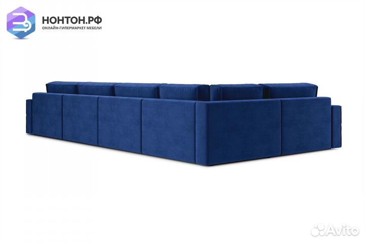 Диван п-образный тик-так Сохо темно-синий