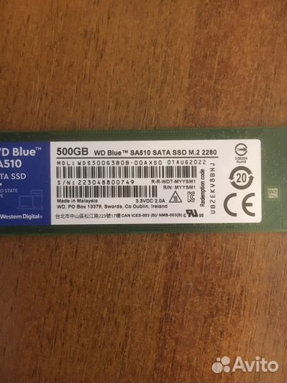 SSD Western Digital 500 гб M.2 WDS500G3B0B