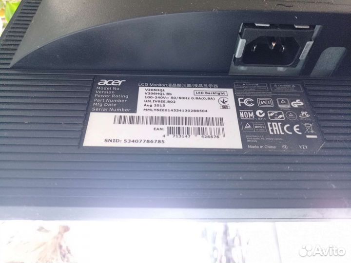 Монитор Acer v206hql