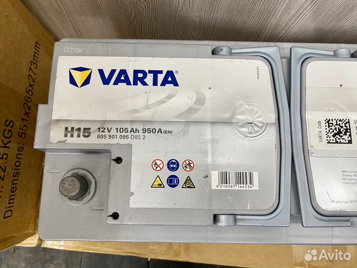 Аккумулятор агм Varta Silver Dynamic AGM 105 А/Ч