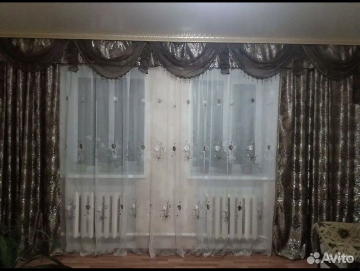 Шторы с ламбрекеном и тюль новый комплект