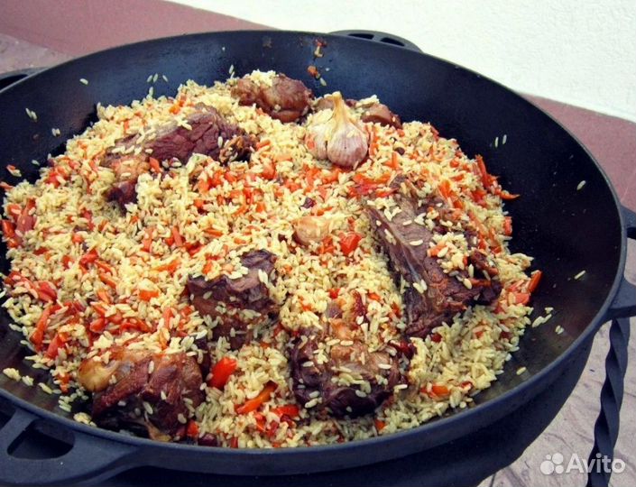 Казан чугунный узбекский с крышкой для плова