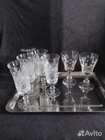 Фужеры хрустальные СССР коллекционные. Добор Верба