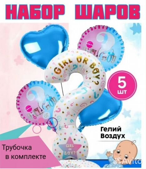 Воздушные шары,набор гендер пати