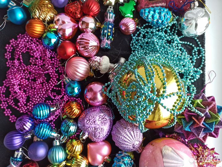 Новогодние украшения пластик стекло бусы гирлянды