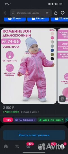 Комбинезон демисезонный 80