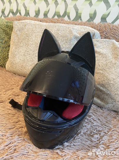 Мото шлем с ушками