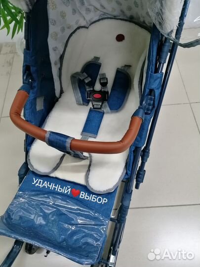 Новые санки-коляска Ника Детям 7-8K (синий меланж)