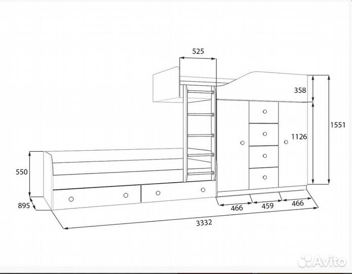 Детская кровать Белый/Салатовый