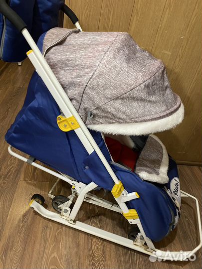 Детские санки коляска с колесами