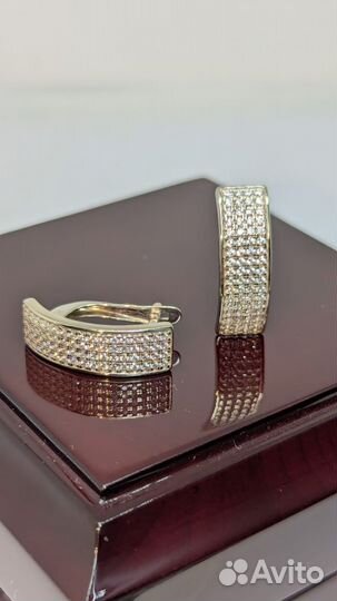 Золотые серьги белое золото 585