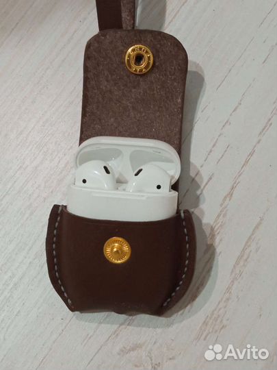 Чехол для наушников airpods из натуральной кожи