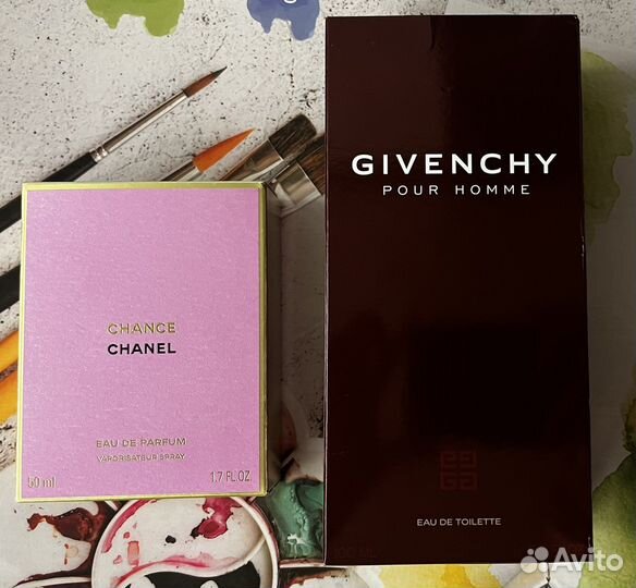 Коробки от духов Chanel, Givenchy