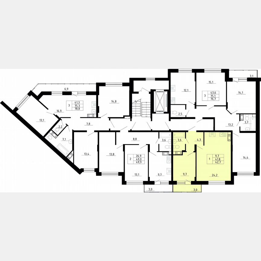 1-к. квартира, 41,8 м², 5/8 эт.