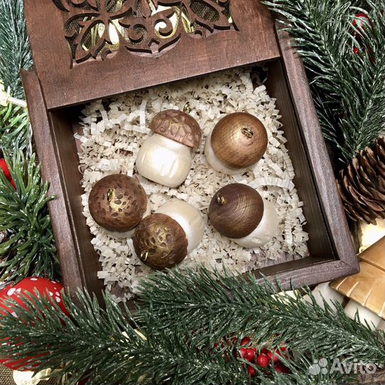 Деревянные елочные игрушки. Грибы-боровички