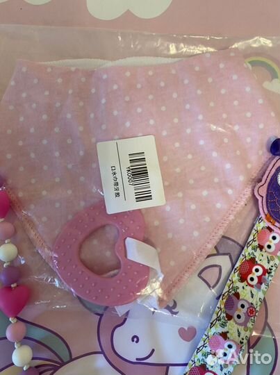 Прорезыватель, держатель для пустышки, нагрудник с