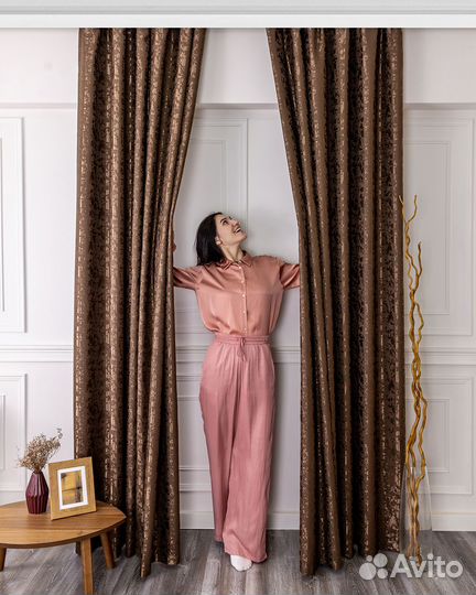 Портьеры рогожка Версаль Шоколад шторы занавески